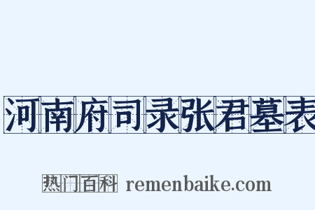 河南府司录张君墓表是什么意思的图片